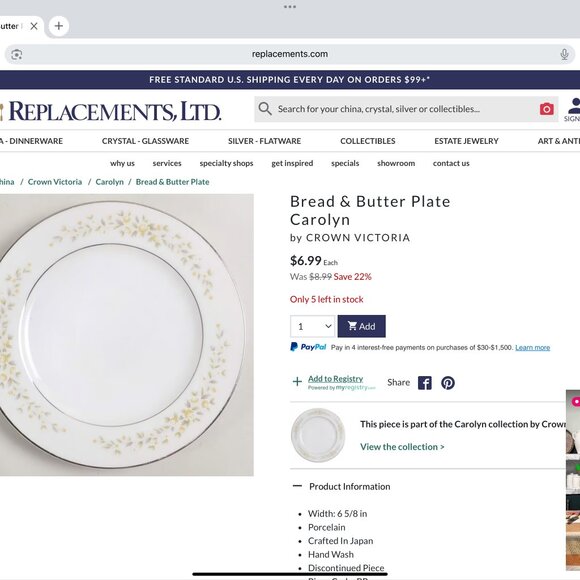 Crown Victoria - Carolyn - dish set - Picture 2 of 16